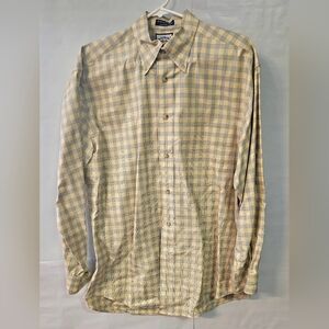 Faconnable Yellow and Blue Plaid Button-Down Shirt